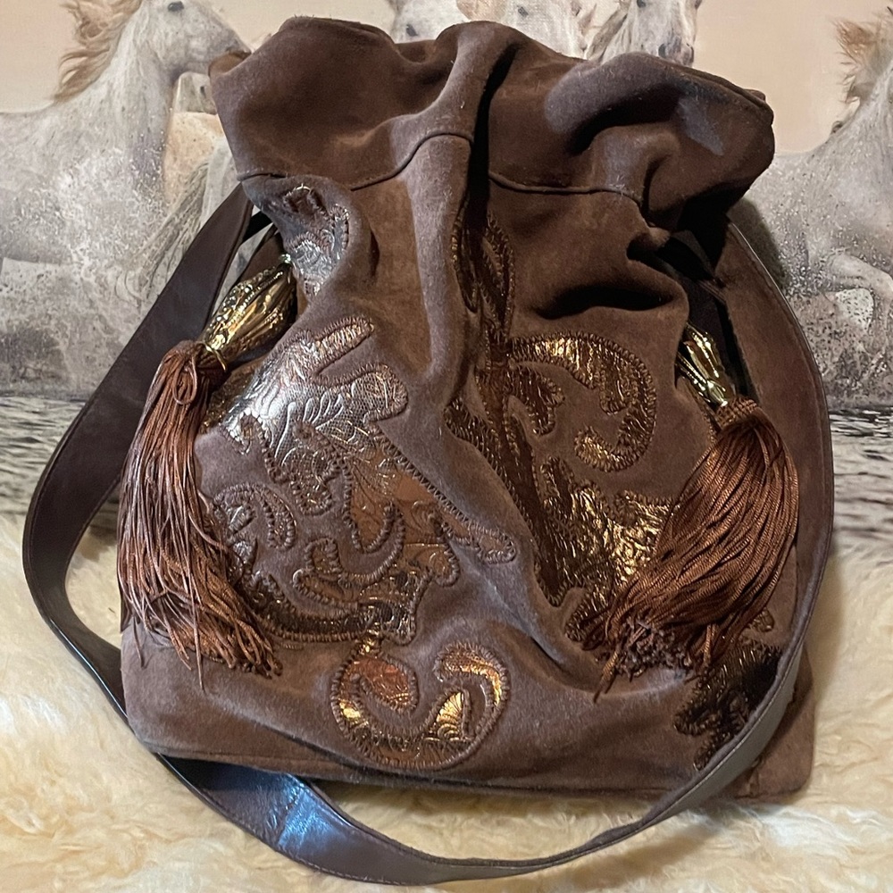 Italian XXL suede bucket bag